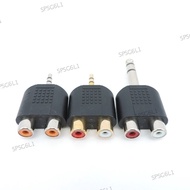 1x 1/4 inch Audio 3.5mm 6.5mm 6.35mm Male Plug To 2 Dual Rca Female Jack plug Y Splitter stereo Connector Converter AV Adapter  SG6L1