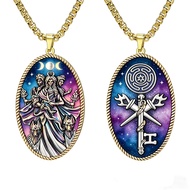 SKYRIM Triple Moon Goddess Hecate Pendant Necklace Vintage Hekate Amulet Witch Wiccan Magic Talisman
