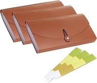 3 Pack 13 Pocket Check Bill Folder, Expandable Coupon Currency Organizer with Label, Small Accordion