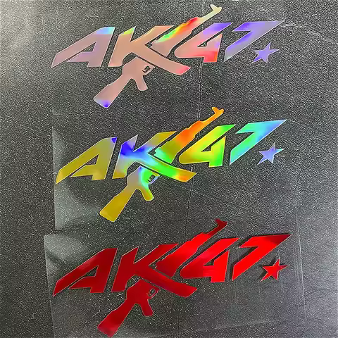 1PC AK47 Laser Motorcycle Sticker Waterproof for Motorbike Helmet Fuel Tank Scooter Decoration Car W