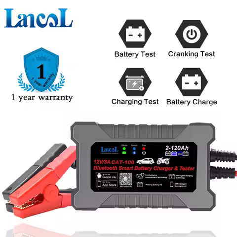 Lancol CAT100 12V 3A Fully Automatic Bluetooth Smart Battery Charger and Tester Maintainer 2 In 1 8