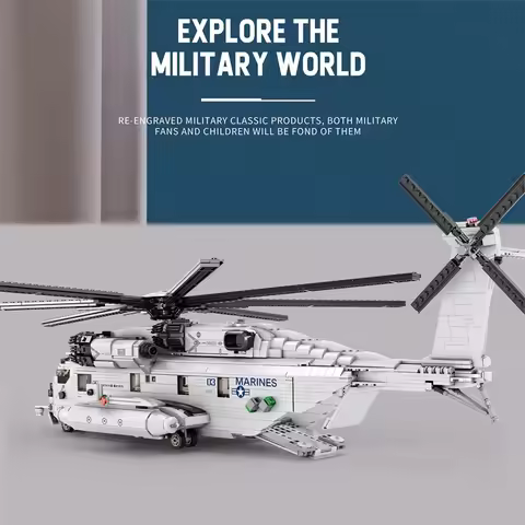 MOC CH-53E Super Stallion Helicopter Building Block Military Fighter Transport Bricks Toys Desktop O