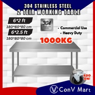 6*2FT (180cm) 2Tier Stainless Steel Working Table Workbench Kitchen Meja Dapur Makan Kerja Tahan Karat Preparation Table