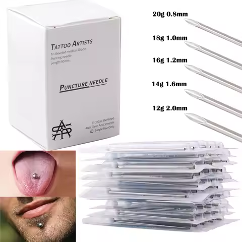 10PCS-100PCS Disposable Sterile Stainless Steel Piercing Needles for Ear Nose Navel Belly Nipple Ton