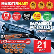 Autobacs Seven Japan Teflon Coat Aerodynamic Wiper Blade w/ 10 Adaptors 21 inch