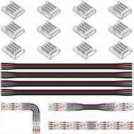 BTF-LIGHTING 4 Pin 10mm 0.39in Width Transparent Connector Kit,4pcs Gapless Solderless 8pcs Corner C