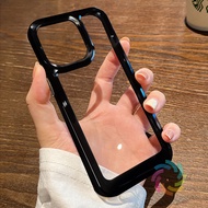 Acrylic Transparent Hybrid Black TPU Frame Hard Case iPhone 13 15 11 12 14 Pro Max XR X Xs Casing hp