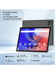 Android 13 Tablet 20242GB+64GB 1TB Extension 2.4G WiFi 10.1-Inch HD Flat PC Quad-Core Processor Up T