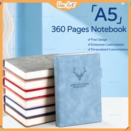 Uni Art A5 Thick Leather Notebook 360 Pages Hardcover Lined Journal With Pen Loop Office School Writ