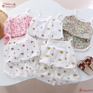 (0-4Yrs)80-110cm Kid Terno For Boy Girl Toddler Sleeveless T-Shirt + Shorts Sando Pajama Terno Kids 