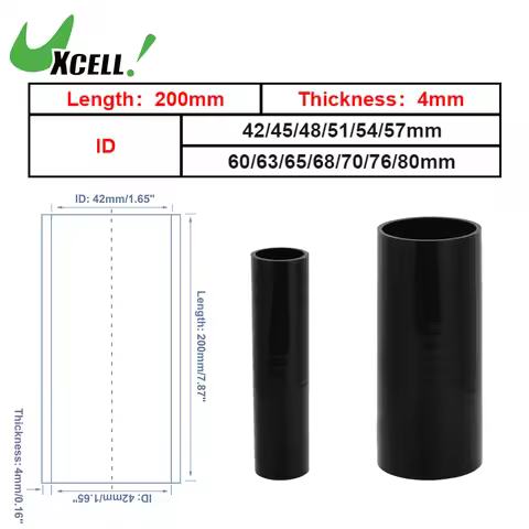 UXCELL 42mm 45mm 48mm 51mm 54mm 57mm 60mm 63mm 65mm 68mm 70mm 76mm 80mm ID 200mm Length 0 Degree Bla