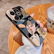 infinix Smart 8 Pro smart8 X6525 X6525D X6525B Plants Flower Phone Case Soft Glossy Plating Cover Sh