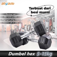 Ready Hexagonal Dumbell 5/7.5/10/12.5/15kg Hexagonal Rubber Dumbbell Barbell - Made of iron