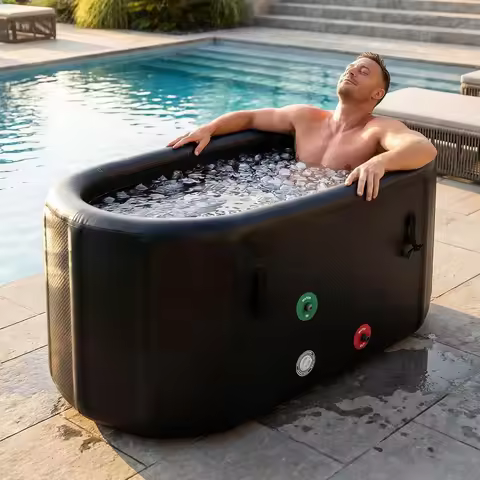 Nordivale XXL Ice Bath Tub for Athletes Portable Inflatable Cold Plunge Tub with Cover and Pump 193 