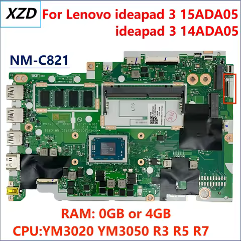 NM-C821 Mainboard For Lenovo IdeaPad 3 15ADA05 IdeaPad 3 14ADA05 Laptop Motherboard With AMD R3 R5 R