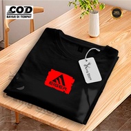 MERAH GET 1 PCS EG ADS Distro T-Shirt Red Block Short Sleeve | Cool Men's Women's T-shirts Cotton Co