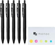 Zebra Sarasa R 0.5mm, Retractable Gel Ink Pen, Black Ink 5 set (JJ29-R1-BK1) &"monoc" Sticky Note(Ja