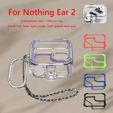 Earphone Headphones Cover PC Transparent Headset Case Cover with 5 Pairs Silicone Ring Lanyard and M