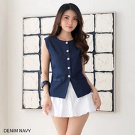 Revery Vest Denim/ Vest Women's Vest Women's Denim Top/ Sleeveless Top Women's Elegant Vest Women's