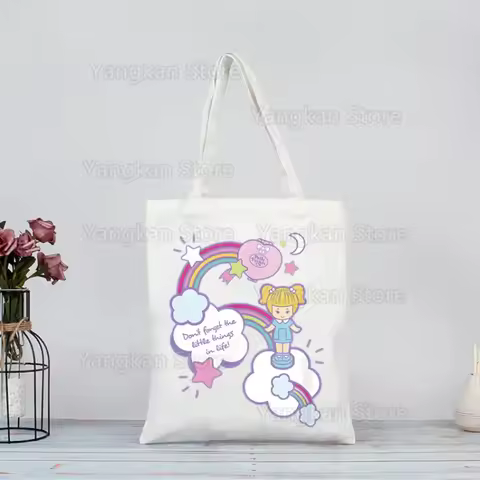 Polly Pocket Tote Bag Eco Shopping Large Capacity Shoulder For Women Female Foldable Beach Shopper B