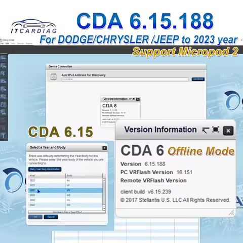 CDA 6.15.188 CDA6 Engineering Software Work with MicroPod II 2 for FLASH PROGRAMMING AND VIN EDITING