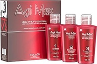 Agi Max Brazilian Natural Keratin Hair Treatment Kit for Straightening Curls and Frizz, Reducing Dry Damage, Nourish and Hydrate Root to Tip, Support Color Treated Styles - 3 Steps (3 x 60ml)