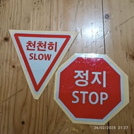 Korean Sign Sticker Stop Slow Sign Rambu