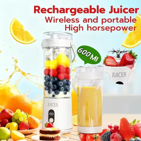 Portable Mixer 600ml 12 Blades Household Fruit Cup Smoothie Mixer USB Rechargeable Smoothie Mixer Pe