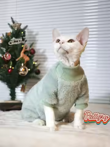 Winter cat plush high-elastic thickened belly-protecting four-legged suit, hairless cat clothing, Sp