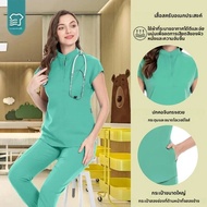 หลากสีขัดชุดเสื้อแขนสั้น + กางเกงชุดพยาบาลผู้หญิง Pet Shop Doctor Scrub ศัลยกรรมทางการแพทย์ Workwear