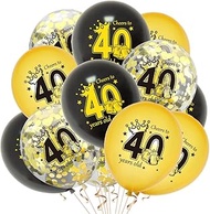 Balloons 40th Birthday, 40th Latex Birthday Balloons, 12 Pieces Rose Gold Happy 40th Birthday Balloo