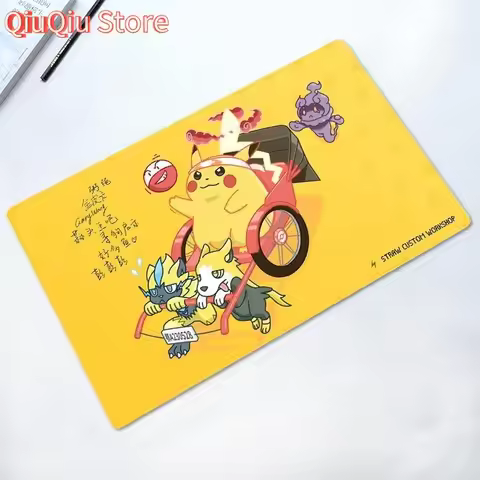 Pikachu Playmat Pokémon TCG with Three Legendary Dragons Single Player Tabletop Game Card Mat for Po