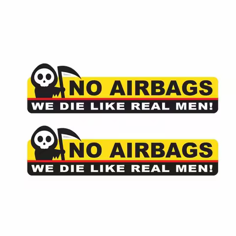 Funny 2X Skeleton Head NO AIRBAGS WE DIE LIKE REAL MEN Car Sticker Auto Motorcycles Exterior Accesso