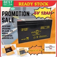 WSS Wincity Geniune 6v 12ah Rechargeable Battery Autogate UPS  Sealed Lead Acid Battery