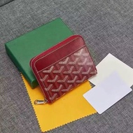 Goyard Goya กระเป๋าสตางค์ใหม่ซิปกระเป๋าเก็บบัตรทันสมัยกระเป๋าสตาค์ซิปสั้นกระเป๋าสตางค์แบบมีซิปสั้นสไตล์เดียวกัน Dompet Koin