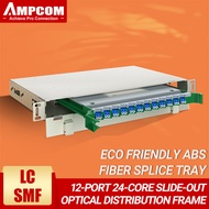 AMPCOM 24-Core ODF Optical Distribution กรอบ Optic Patch แผง LC SC FC เดี่ยวโหมดหลายโหมด OS2 OM2 OM3