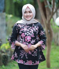 Baju Batik Wanita Atasan Blus Batik Pekalongan Murah Lengan Tiga Perempat Motif Terbaru Adem New Mod