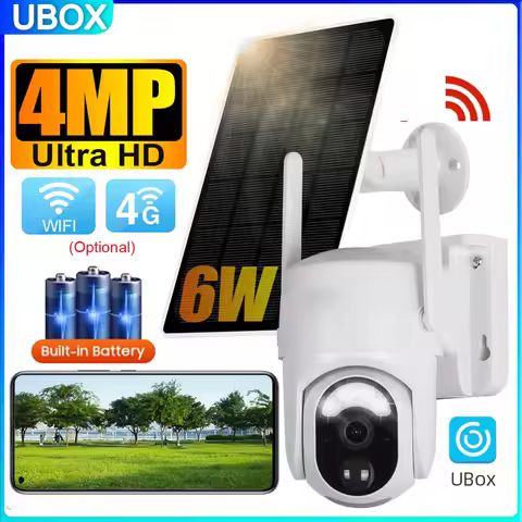Ubox 4G Solar Camera 4MP HD Outdoor Wireless Security Protection Surveillance Camera Color Night Vis