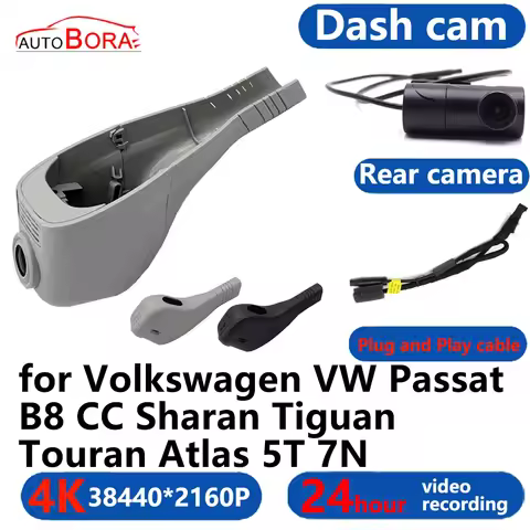 AutoBora 4K Wifi 3840*2160 Car DVR Dash Cam Camera 24H Video for Volkswagen VW Passat B8 CC Sharan T