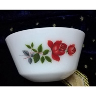 1960an vintage small bowl soup pyrex june rose ORIGINAL saiz 4.5 inci Mangkuk sup pyrex lama antik