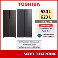 [Deliver By Seller Kedah Penang] Toshiba 520L 623L Side By Side Inverter Refrigerator GR-RS780WI-PMY