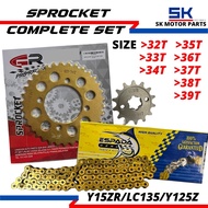 Racing Sprocket 415 Y15ZR LC135 Y125Z Y110SS RXZ SPROCKET COMPLETE SET+RACING CHAIN 415 GOLD ESPADA(