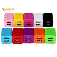 A&W Color 2 Ports USB Output 5V Wall Charger Plug Travel Power Adapter Phone