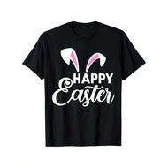 KATUN Women's Black Cotton Rabbit Ear Easter T-Shirt S-XXXL