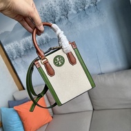 Tory Burch qinpu bag commuter bag canvas with cowhide hand bill of lading shoulder crossbody bag European and American fashion trend women's bag