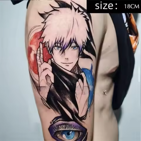 Jujutsu Kaisen Anime Temporary Tattoos Cartoon Gojo Satoru Transfer Tattoo Body Art Waterproof Fake 