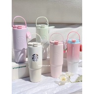 Starbucks Cup 316L stainless steel straw Cup Double Drinking Mouth Large Capacity Thermos Cup Portab