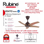 Rubine Remote Control Ceiling Fan RCF-VENTO42-5B OB (Oil Brown) 42 inch AC Motor (4-Speed) - Rubine Ceiling Fan