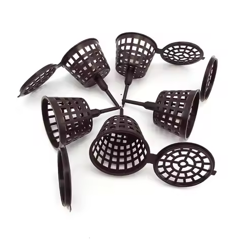 10x Plastic Fertilizer Mesh Basket Lid Planting Food Net case box flower Pot Garden Nutrition Cups f
