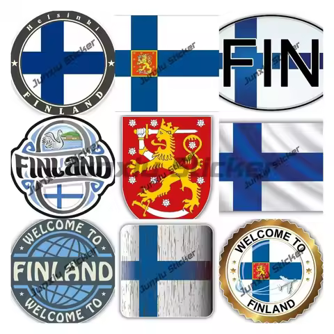 Creative Finland FIN Coat of Arms Decal Suomi Shield Helsinki Lapland Seal Sticker Round Flag for La